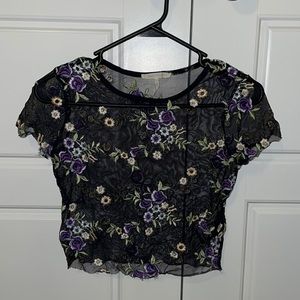 Urban Outfitters size small Mesh Purple Flower Top